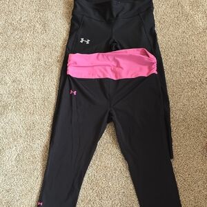 Under Armour Black Leggings with Hot Pink Waistband